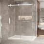 Porte de douche 60 po x Bellini 2.0 42 po en coin blanc mat fermeture sur mur mur à gauche porte à gauche