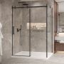 Porte de douche 60 po x Bellini 2.0 42 po en coin noir mat fermeture sur mur mur à gauche porte à gauche