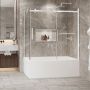 Porte de baignoire 60 po x Bellini 2.0 32 po en coin blanc mat fermeture sur retour mur à droite porte à gauche