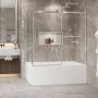 Porte de baignoire 60 po x Bellini 2.0 32 po en coin chrome fermeture sur retour mur à droite porte à gauche