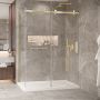 Porte de douche 60 po x Bellini 2.0 36 po en coin or brossé fermeture sur mur mur à droite en or brossé