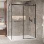 Porte de douche 60 po x Bellini 2.0 42 po en coin noir mat fermeture sur mur mur à droite