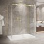 Porte de douche 60 po x Bellini 2.0 42 po or brossé sur mur en or brossé