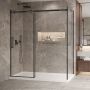 Porte de douche 72 po x Bellini 2.0 36 po en coin noir mat fermeture sur mur mur à gauche porte à gauche