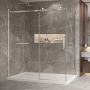 Porte de douche 72 po x Bellini 2.0 42 po en coin chrome fermeture sur retour mur à gauche porte à droite