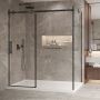 Porte de douche 72 po x Bellini 2.0 42 po en coin noir mat fermeture sur mur mur à gauche porte à gauche