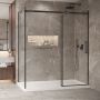 Porte de douche 72 po x Bellini 2.0 32 po en coin noir mat fermeture sur mur mur à droite porte à droite