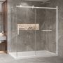 Porte de douche 72 po x Bellini 2.0 42 po en coin blanc mat fermeture sur retour mur à droite porte à gauche