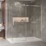 Porte de douche 72 po x Bellini 2.0 42 po en coin chrome fermeture sur retour mur à droite porte à gauche