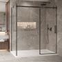 Porte de douche 72 po x Bellini 2.0 42 po en coin noir mat fermeture sur mur mur à droite