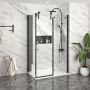 Porte de douche 48 po x Infinite 36 po en coin noir mat fermeture sur retour mur à droite porte à gauche