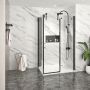 Porte de douche 48 po x Infinite 42 po en coin noir mat fermeture sur retour mur à droite porte à gauche
