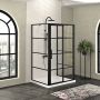 Porte de douche 48 po x Mecanex 42 po noir mat sur mur porte à gauche
