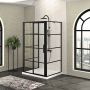 Porte de douche 48 po x Mecanex 42 po noir mat sur mur porte à droite