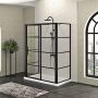 Porte de douche 60 po x Mecanex 32 po noir mat sur mur porte à gauche