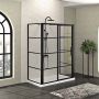 Porte de douche 60 po x Mecanex 32 po noir mat sur mur porte à droite