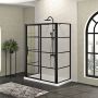 Porte de douche 60 po x Mecanex 36 po noir mat sur mur porte à gauche