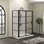 Porte de douche 60 po x Mecanex 36 po noir mat sur mur porte à droite