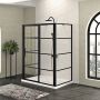 Porte de douche 60 po x Mecanex 42 po noir mat sur mur porte à gauche