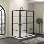 Porte de douche 60 po x Mecanex 42 po noir mat sur mur porte à droite
