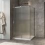 Porte de douche 48 po x Minia 32 po en coin chrome fermeture sur mur mur à gauche porte à gauche en chrome et verre flûte