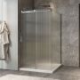 Porte de douche 48 po x Minia 42 po en coin chrome fermeture sur mur mur à gauche porte à gauche en chrome et verre flûte