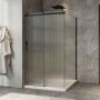 Porte de douche 48 po x Minia 42 po en coin noir mat fermeture sur mur mur à gauche porte à gauche en noir mat et verre flûte