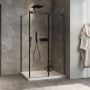 Porte de douche 48 po x Minia 32 po en coin noir mat fermeture sur retour mur à droite porte à gauche