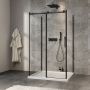Porte de douche 48 po x Minia 32 po noir mat sur mur