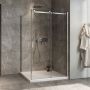 Porte de douche 48 po x Minia 42 po en coin chrome fermeture sur retour mur à droite porte à gauche