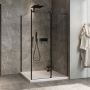 Porte de douche 48 po x Minia 42 po en coin noir mat fermeture sur retour mur à droite porte à gauche
