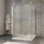 Porte de douche 48 po x Minia 42 po chrome sur mur porte à droite en chrome et verre flûte