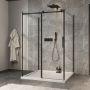 Porte de douche 54 po x Minia 42 po noir mat sur mur