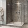 Porte de douche 60 po x Minia 42 po en coin chrome fermeture sur retour mur à gauche porte à droite