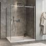 Porte de douche 60 po x Minia 42 po en coin chrome fermeture sur retour mur à droite porte à gauche