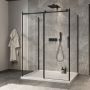 Porte de douche 60 po x Minia 42 po noir mat sur mur