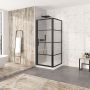 Porte de douche 32 po x Materia 36 po en coin noir mat carré mur à gauche