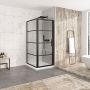 Porte de douche 36 po x Materia 42 po en coin noir mat carré mur à droite