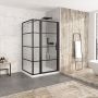 Porte de douche 48 po x Materia 42 po en coin noir mat rectangulaire porte décentrée mur à droite