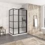 Porte de douche 54 po x Materia 32 po en coin noir mat rectangulaire porte décentrée mur à droite