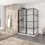 Porte de douche 60 po x Materia 42 po en coin noir mat rectangulaire porte décentrée mur à gauche
