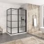 Porte de douche 60 po x Materia 42 po en coin noir mat rectangulaire porte décentrée mur à droite