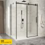 Porte de douche 60 po x Piazza 36 po en coin noir mat fermeture sur mur mur à droite