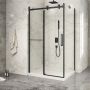 Porte de douche 48 po x Piazza 2.0 32 po en coin noir mat fermeture sur retour mur à gauche porte à droite