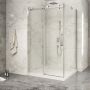 Porte de douche 48 po x Piazza 2.0 42 po en coin chrome fermeture sur retour mur à gauche porte à droite
