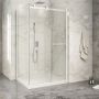 Porte de douche 48 po x Piazza 2.0 32 po en coin blanc mat fermeture sur retour mur à droite porte à gauche