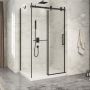Porte de douche 48 po x Piazza 2.0 32 po en coin noir mat fermeture sur mur mur à droite porte à droite