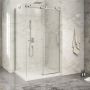 Porte de douche 48 po x Piazza 2.0 36 po en coin chrome fermeture sur mur mur à droite