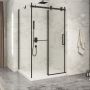 Porte de douche 48 po x Piazza 2.0 42 po en coin noir mat fermeture sur mur mur à droite