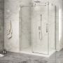 Porte de douche 54 po x Piazza 2.0 36 po en coin chrome fermeture sur retour mur à gauche porte à droite